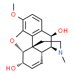 ChemSpider 2D Image | (5alpha,6alpha,10beta)-3-Methoxy-17-methyl-7,8-didehydro-4,5-epoxymorphinan-6,10-diol | C18H21NO4