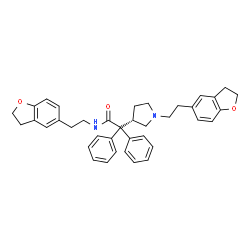 ChemSpider 2D Image | N-[2-(2,3-Dihydro-1-benzofuran-5-yl)ethyl]-2-{(3S)-1-[2-(2,3-dihydro-1-benzofuran-5-yl)ethyl]-3-pyrrolidinyl}-2,2-diphenylacetamide | C38H40N2O3