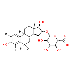 ChemSpider 2D Image | (16alpha,17beta)-3,17-Dihydroxy(2,4,6,6,9-~2~H_5_)estra-1(10),2,4-trien-16-yl beta-D-glucopyranosiduronic acid | C24H27D5O9