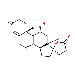 ChemSpider 2D Image | (8S,10R,11R,14S,17R)-11-Hydroxy-10,13-dimethyl-1,6,7,8,9,10,11,12,13,14,15,16-dodecahydro-3'H-spiro[cyclopenta[a]phenanthrene-17,2'-furan]-3,5'(2H,4'H)-dione | C22H30O4