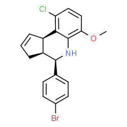 ChemSpider 2D Image | (3aS,4R,9bR)-4-(4-Bromophenyl)-9-chloro-6-methoxy-3a,4,5,9b-tetrahydro-3H-cyclopenta[c]quinoline | C19H17BrClNO