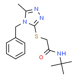 ChemSpider 2D Image | 2-[(4-Benzyl-5-methyl-4H-1,2,4-triazol-3-yl)sulfanyl]-N-(2-methyl-2-propanyl)acetamide | C16H22N4OS