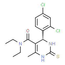 ChemSpider 2D Image | (4R)-4-(2,4-Dichlorophenyl)-N,N-diethyl-6-methyl-2-thioxo-1,2,3,4-tetrahydro-5-pyrimidinecarboxamide | C16H19Cl2N3OS