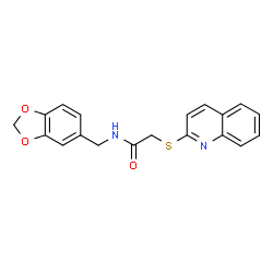 ChemSpider 2D Image | N-(1,3-Benzodioxol-5-ylmethyl)-2-(2-quinolinylsulfanyl)acetamide | C19H16N2O3S