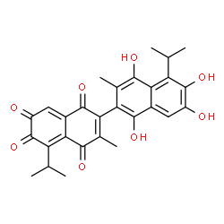 ChemSpider 2D Image | 1',4',6',7'-Tetrahydroxy-5,5'-diisopropyl-3,3'-dimethyl-2,2'-binaphthalene-1,4,6,7-tetrone | C28H26O8