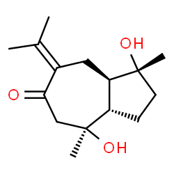 ChemSpider 2D Image | (1R,3aS,4S,8aR)-1,4-Dihydroxy-7-isopropylidene-1,4-dimethyloctahydro-6(1H)-azulenone | C15H24O3
