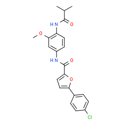 ChemSpider 2D Image | 5-(4-Chlorophenyl)-N-[4-(isobutyrylamino)-3-methoxyphenyl]-2-furamide | C22H21ClN2O4