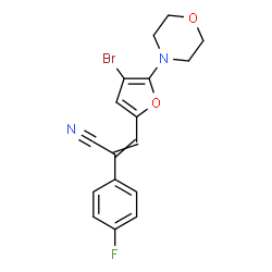 ChemSpider 2D Image | 3-[4-Bromo-5-(4-morpholinyl)-2-furyl]-2-(4-fluorophenyl)acrylonitrile | C17H14BrFN2O2