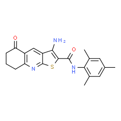 ChemSpider 2D Image | 3-Amino-N-mesityl-5-oxo-5,6,7,8-tetrahydrothieno[2,3-b]quinoline-2-carboxamide | C21H21N3O2S