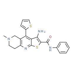 ChemSpider 2D Image | 3-Amino-6-methyl-N-phenyl-4-(2-thienyl)-5,6,7,8-tetrahydrothieno[2,3-b][1,6]naphthyridine-2-carboxamide | C22H20N4OS2