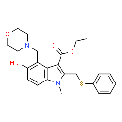 ChemSpider 2D Image | Ethyl 5-hydroxy-1-methyl-4-(4-morpholinylmethyl)-2-[(phenylsulfanyl)methyl]-1H-indole-3-carboxylate | C24H28N2O4S