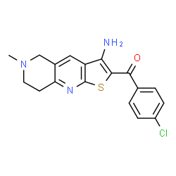 ChemSpider 2D Image | (3-Amino-6-methyl-5,6,7,8-tetrahydrothieno[2,3-b][1,6]naphthyridin-2-yl)(4-chlorophenyl)methanone | C18H16ClN3OS