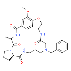 ChemSpider 2D Image | (4S,10R)-16-Benzyl-24-methoxy-4-methyl-22-oxa-3,6,12,16,19-pentaazatricyclo[21.2.2.0~6,10~]heptacosa-1(25),23,26-triene-2,5,11,18-tetrone | C30H39N5O6