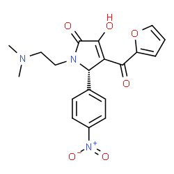 ChemSpider 2D Image | (5S)-1-[2-(Dimethylamino)ethyl]-4-(2-furoyl)-3-hydroxy-5-(4-nitrophenyl)-1,5-dihydro-2H-pyrrol-2-one | C19H19N3O6