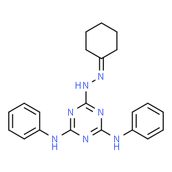 ChemSpider 2D Image | 6-(2-Cyclohexylidenehydrazino)-N,N'-diphenyl-1,3,5-triazine-2,4-diamine | C21H23N7