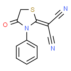 ChemSpider 2D Image | (4-Oxo-3-phenyl-1,3-thiazolidin-2-ylidene)malononitrile | C12H7N3OS