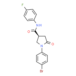 ChemSpider 2D Image | (3S)-1-(4-Bromophenyl)-N-(4-fluorophenyl)-5-oxo-3-pyrrolidinecarboxamide | C17H14BrFN2O2