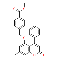 ChemSpider 2D Image | Methyl 4-{[(7-methyl-2-oxo-4-phenyl-2H-chromen-5-yl)oxy]methyl}benzoate | C25H20O5