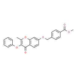 ChemSpider 2D Image | Methyl 4-{[(2-methyl-4-oxo-3-phenoxy-4H-chromen-7-yl)oxy]methyl}benzoate | C25H20O6
