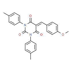 ChemSpider 2D Image | 5-(4-Methoxybenzylidene)-1,3-bis(4-methylphenyl)-2,4,6(1H,3H,5H)-pyrimidinetrione | C26H22N2O4