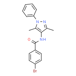 ChemSpider 2D Image | 4-Bromo-N-(3,5-dimethyl-1-phenyl-1H-pyrazol-4-yl)benzamide | C18H16BrN3O