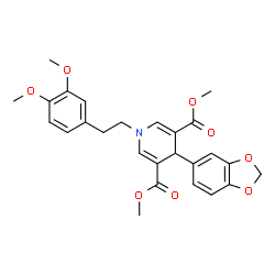 ChemSpider 2D Image | Dimethyl 4-(1,3-benzodioxol-5-yl)-1-[2-(3,4-dimethoxyphenyl)ethyl]-1,4-dihydro-3,5-pyridinedicarboxylate | C26H27NO8