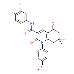 ChemSpider 2D Image | N-(3,4-Dichlorophenyl)-1-(4-methoxyphenyl)-7,7-dimethyl-2,5-dioxo-1,2,5,6,7,8-hexahydro-3-quinolinecarboxamide | C25H22Cl2N2O4