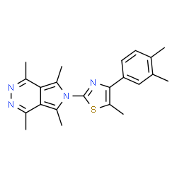 ChemSpider 2D Image | 6-[4-(3,4-Dimethylphenyl)-5-methyl-1,3-thiazol-2-yl]-1,4,5,7-tetramethyl-6H-pyrrolo[3,4-d]pyridazine | C22H24N4S
