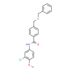 ChemSpider 2D Image | 4-[(Benzylsulfanyl)methyl]-N-(3-chloro-4-methoxyphenyl)benzamide | C22H20ClNO2S