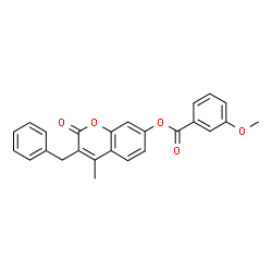 ChemSpider 2D Image | 3-Benzyl-4-methyl-2-oxo-2H-chromen-7-yl 3-methoxybenzoate | C25H20O5