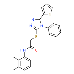 ChemSpider 2D Image | N-(2,3-Dimethylphenyl)-2-{[4-phenyl-5-(2-thienyl)-4H-1,2,4-triazol-3-yl]sulfanyl}acetamide | C22H20N4OS2