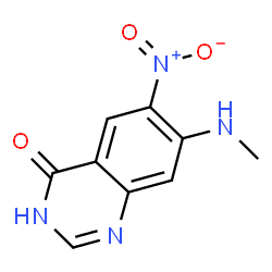 ChemSpider 2D Image | 7-(Methylamino)-6-nitro-4(1H)-quinazolinone | C9H8N4O3