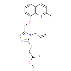 ChemSpider 2D Image | Methyl [(4-allyl-5-{[(2-methyl-8-quinolinyl)oxy]methyl}-4H-1,2,4-triazol-3-yl)sulfanyl]acetate | C19H20N4O3S