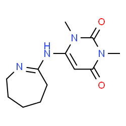 ChemSpider 2D Image | 1,3-Dimethyl-6-(3,4,5,6-tetrahydro-2H-azepin-7-ylamino)-2,4(1H,3H)-pyrimidinedione | C12H18N4O2
