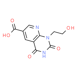 ChemSpider 2D Image | 1-(2-Hydroxyethyl)-2,4-dioxo-1,2,3,4-tetrahydropyrido[2,3-d]pyrimidine-6-carboxylic acid | C10H9N3O5
