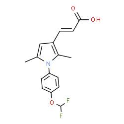 ChemSpider 2D Image | (2E)-3-{1-[4-(Difluoromethoxy)phenyl]-2,5-dimethyl-1H-pyrrol-3-yl}acrylic acid | C16H15F2NO3