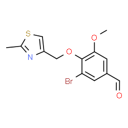 ChemSpider 2D Image | 3-Bromo-5-methoxy-4-[(2-methyl-1,3-thiazol-4-yl)methoxy]benzaldehyde | C13H12BrNO3S