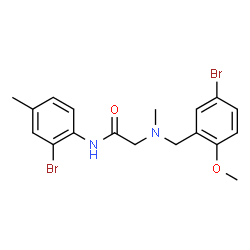 ChemSpider 2D Image | N~2~-(5-Bromo-2-methoxybenzyl)-N-(2-bromo-4-methylphenyl)-N~2~-methylglycinamide | C18H20Br2N2O2