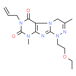 ChemSpider 2D Image | 7-Allyl-1-(2-ethoxyethyl)-3,9-dimethyl-1,4-dihydro[1,2,4]triazino[3,4-f]purine-6,8(7H,9H)-dione | C16H22N6O3