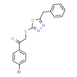 ChemSpider 2D Image | 2-[(5-Benzyl-1,3,4-oxadiazol-2-yl)sulfanyl]-1-(4-bromophenyl)ethanone | C17H13BrN2O2S