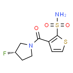 ChemSpider 2D Image | 3-{[(3S)-3-Fluoro-1-pyrrolidinyl]carbonyl}-2-thiophenesulfonamide | C9H11FN2O3S2