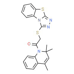 ChemSpider 2D Image | 2-([1,2,4]Triazolo[3,4-b][1,3]benzothiazol-3-ylsulfanyl)-1-(2,2,4-trimethyl-1(2H)-quinolinyl)ethanone | C22H20N4OS2