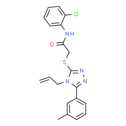 ChemSpider 2D Image | 2-{[4-Allyl-5-(3-methylphenyl)-4H-1,2,4-triazol-3-yl]sulfanyl}-N-(2-chlorophenyl)acetamide | C20H19ClN4OS