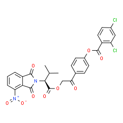 ChemSpider 2D Image | 4-({[(2S)-3-Methyl-2-(4-nitro-1,3-dioxo-1,3-dihydro-2H-isoindol-2-yl)butanoyl]oxy}acetyl)phenyl 2,4-dichlorobenzoate | C28H20Cl2N2O9