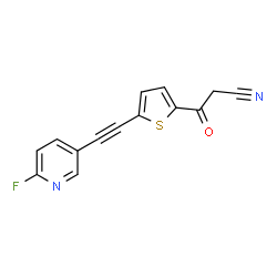 ChemSpider 2D Image | 3-{5-[(6-Fluoro-3-pyridinyl)ethynyl]-2-thienyl}-3-oxopropanenitrile | C14H7FN2OS