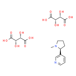 ChemSpider 2D Image | (2S,3S)-2,3-Dihydroxysuccinic acid - 3-[(2S)-1-methyl-2-pyrrolidinyl]pyridine (2:1) | C18H26N2O12