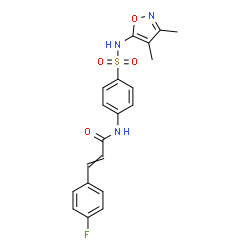 ChemSpider 2D Image | N-{4-[(3,4-Dimethyl-1,2-oxazol-5-yl)sulfamoyl]phenyl}-3-(4-fluorophenyl)acrylamide | C20H18FN3O4S