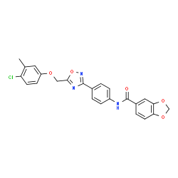 ChemSpider 2D Image | N-(4-{5-[(4-Chloro-3-methylphenoxy)methyl]-1,2,4-oxadiazol-3-yl}phenyl)-1,3-benzodioxole-5-carboxamide | C24H18ClN3O5
