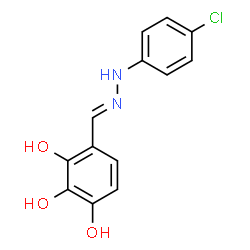 ChemSpider 2D Image | 4-{(E)-[(4-Chlorophenyl)hydrazono]methyl}-1,2,3-benzenetriol | C13H11ClN2O3
