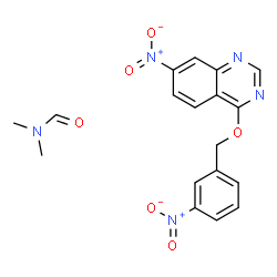 ChemSpider 2D Image | N,N-Dimethylformamide - 7-nitro-4-[(3-nitrobenzyl)oxy]quinazoline (1:1) | C18H17N5O6